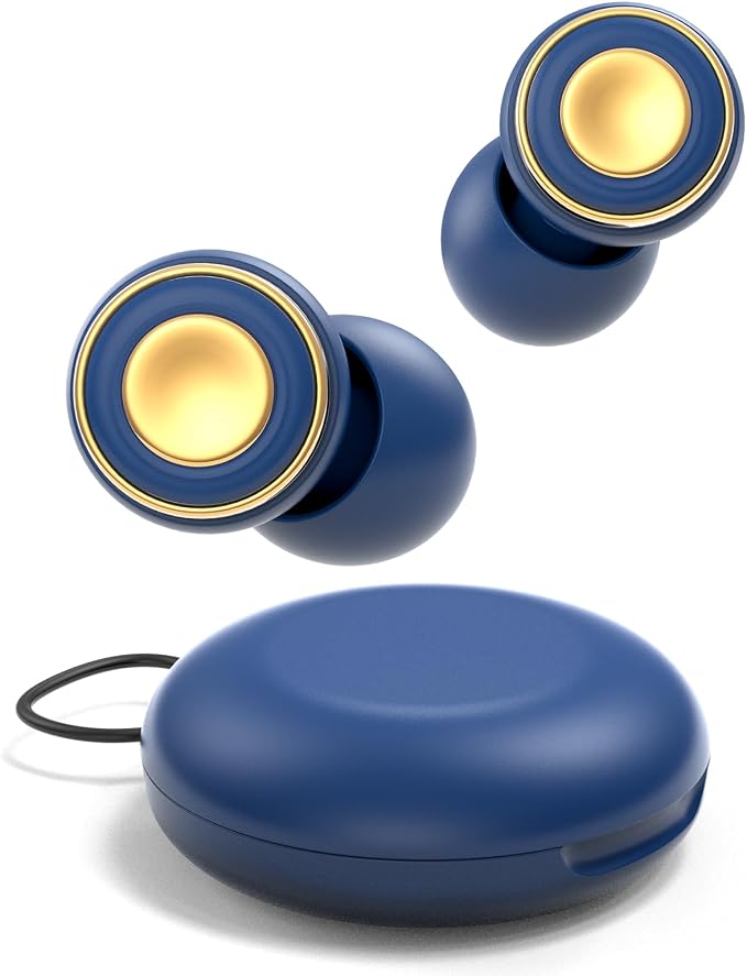 Reusable Earplugs for Focus, Travel & Work, Up to 33dB Noise Reducing Silicone Ear Plugs with 4 Sizes, Secure Fit, Portable Snap-Closure Case for Flights, Study, Commute Reading