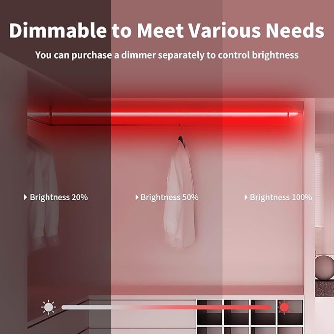 iNextStation Red Neon LED Light Strip, 16.4FT DC12V Flexible Silicone Neon Rope Lights with Touch Dimmer, IP65 Waterproof Cuttable Light Strip Kit for Gaming Room, Bedroom, Home Decor(with Plug)
