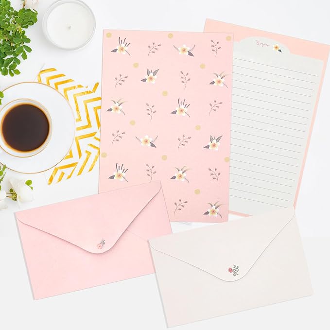 54 PCS Stationery Set with Envelopes,36 Writing Paper+18 Envelopes,Cute Lined Stationery Paper for Writing Letters Invitations Poem Office School Supplies