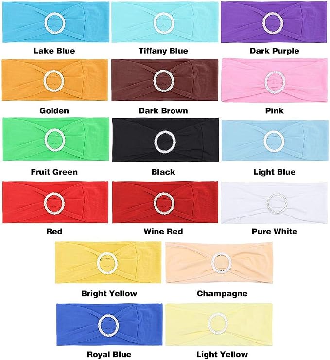 Tvoip 10PCS Chair Cover Stretch Band with Buckle Slider Sashes Bow Wedding Banquet Chair Decoration (Champagne)