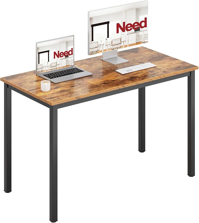 Need Office Computer Desk - 47 Inches Modern Simple Heavy Duty Working Study Table,Modern Simple PC Writing Table,Home Office Desk Rustic Brown&Black