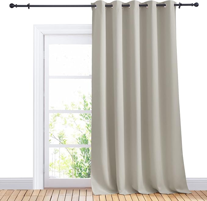 NICETOWN Window Blackout Curtain Panel for Living Room, Natural, 1 Panel, 70 x 95 inch, Thermal Insulated Blackout Drape/Drapery for Loft, Guestroom