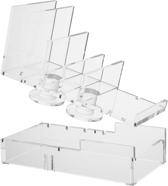russell+hazel Acrylic Charging Station & Tech Collator, Clear | Charges and organizes phone, tablet & earbuds in one spot. A clear acrylic tech collator that tidies cords on any desk.