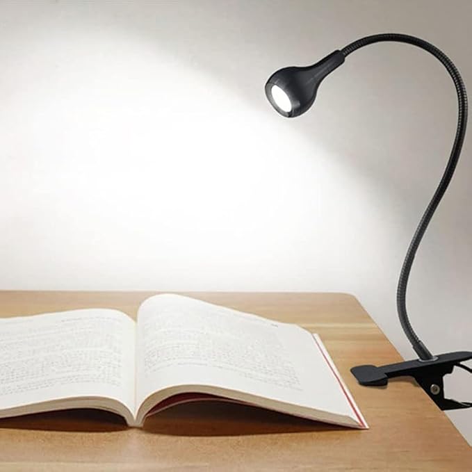 LED Desk Lamp Clip On Light,360°Flexible Gooseneck and Clamp Reading Light,Portable USB Powered Task Light with Clamp,Night Light Clip on for Desk, Bed Headboard and Computers Black