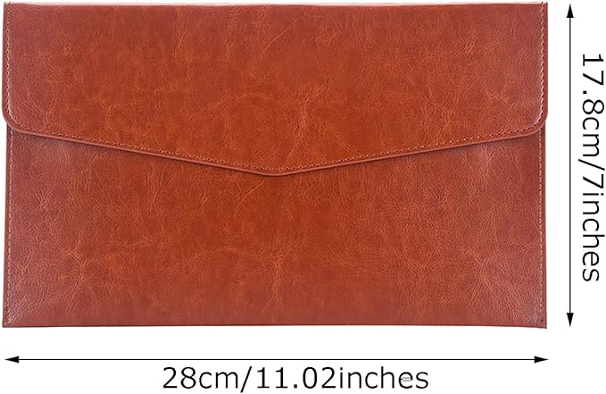 PU Leather A5 File Folder Document Holder A5 Envelope Folder with Snap Closure for Receipt 2Packs (Black&Brown)
