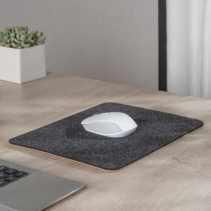 Desky Cork & Felt Mouse Pad – Dual-Sided Mini Desk Mat with Non-Slip Cork & Felt, Anti-Scratch Surface for Laptop or Mouse Use (11" x 8.6", Light Grey)
