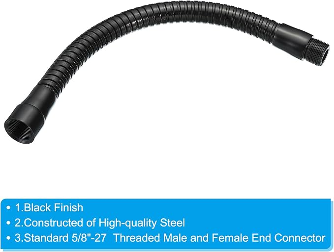 PATIKIL 10" Microphone Gooseneck, 5/8"-27 Thread Metal Universal Hose Flexible Arm Gooseneck Tube Extension for Multifunction DIY, Black