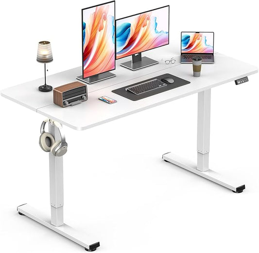 Electric Standing Desk, Gaming Desk, 48 x 24 Inch, White | Height Adjustable Computer Desk with Smart Controller, Sit and Stand Up Table for Home, Office, Work, Study, Writing