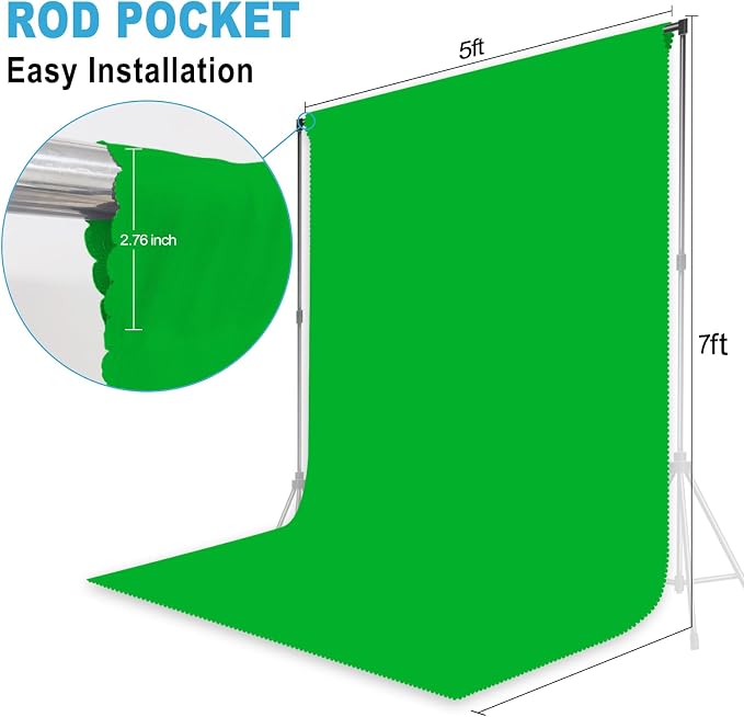 Green Screen Key Backdrop, Polyester, 5X7 FT, Photography Background, Machine Washable, Green, LY166