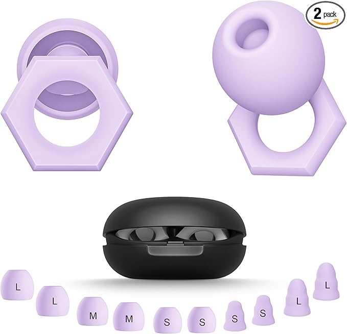 Ear Plugs for Sleeping Noise Cancelling,Reusable Silicone Earplugs with Carrying Case,Ear Plugs for Noise Reduction for Sleep,Noise Sensitivity,Travel,Focus - 5 Pairs Ear Tips in S/M/L
