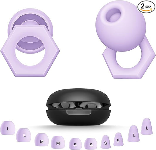 Ear Plugs for Sleeping Noise Cancelling,Reusable Silicone Earplugs with Carrying Case,Ear Plugs for Noise Reduction for Sleep,Noise Sensitivity,Travel,Focus - 5 Pairs Ear Tips in S/M/L