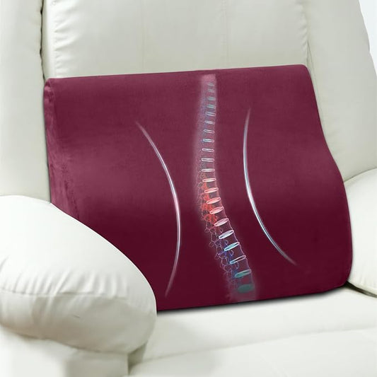 Lumbar Support Pillow for Recliner, Ergonomic Back Support Pillow | Dual-Layer Memory Foam, Soft Velvet Cover, Lower Back Pain Relief, Couch Back Cushions for Recliner, Sofa & Gaming Chair