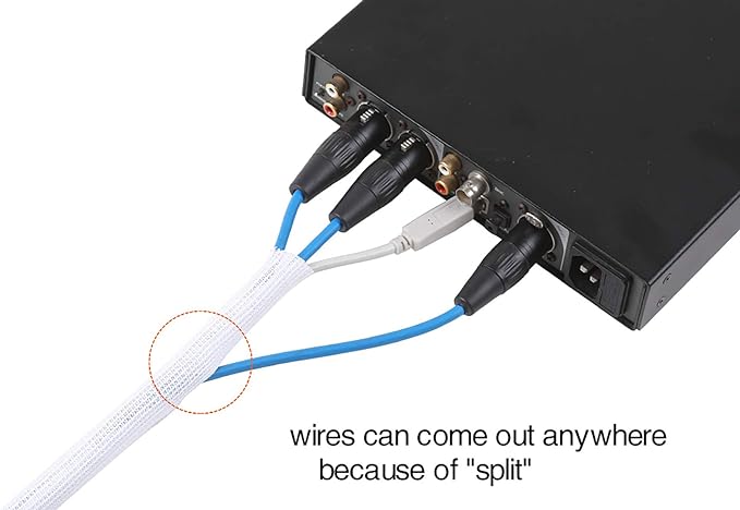 Alex Tech 25ft - 1.25 inch Cord Protector Wire Loom Tubing Cable Sleeve Split Sleeving for USB Cable Power Cord Audio Video Cable - Protect Cat from Chewing Cords - White