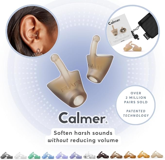 Flare Audio Calmer | Noise Reducing Ear Plugs Alternative | Silicone Reusable Ear Plugs for Noise Sensitivity, Focus and Travel | Ear Plugs for Noise Reduction (Standard, Medium)