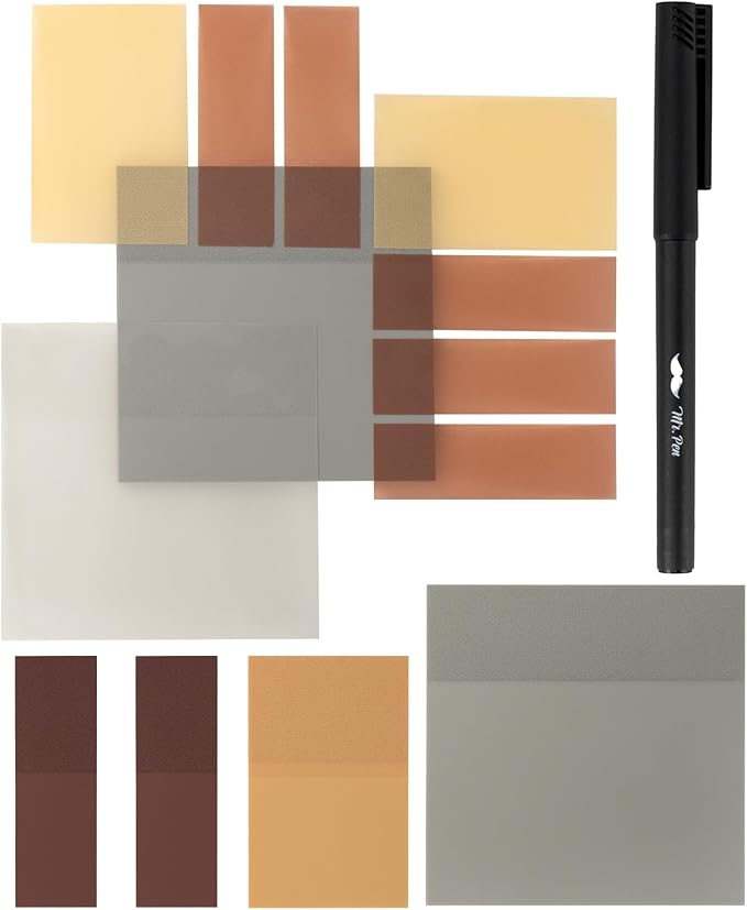 Mr. Pen- Transparent Sticky Notes with Pen, 200 Sheets, Earthy Tones, Bible Sticky Notes for Books