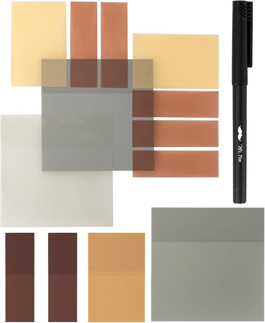 Mr. Pen- Transparent Sticky Notes with Pen, 200 Sheets, Earthy Tones, Bible Sticky Notes for Books