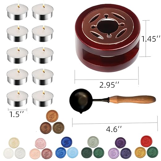 Wax Seal Kit with Warmer, ONWINPOR 300pcs Sea Blue Sealing Wax Beads in 3 Colors, Non-Slip Spoon, Candles for Envelopes, Stamp Letter Seal,Wedding Invitations (Blue Mix)