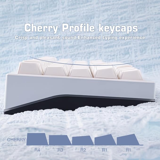 Hyekit White PBT Shine Through Keycaps, Cherry Profile Side Print RGB Backlit Keycaps for Mechanical Keyboards, 136 Keys Full Set with Shine Through Edges, Gaming Office Typing Custom Keycaps