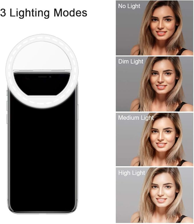 Selfie Ring Light, QIAYA Portable Clip Selfie Light with 36 LED for Smart Phone Photography, Camera Video