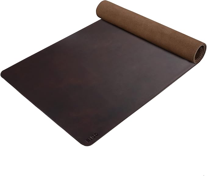 ELIZO Leather Desk Pad Real Leather Desk Mat Thick (3mm) Double Layer (32x16) Cover Blotter Desk Protector Large Computer Mat for Keyboard Mouse Pad Table Laptop Mat Office Accessories - Chestnut