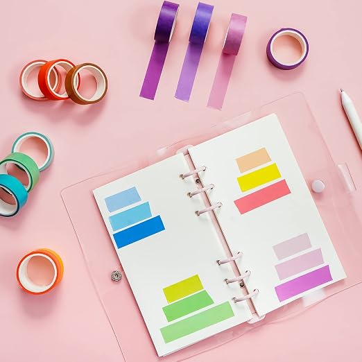 emmoolife 60 Rolls Washi Tape Set 15mm Wide Rainbow Colored Painters Masking Tape Supplies Writable Cute Colorful Decorative Craft Tape for Scrapbook DIY, Planner, Arts, Labeling and Color-Coding