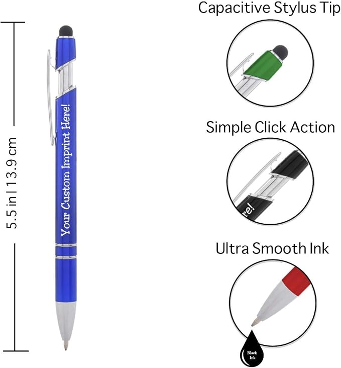 Express Pencils - The Legacy - Custom Metallic Printed Name Pens with Black Ink - Imprinted with Logo or Message - Great Gift Ideas - FREE PERSONALIZATION 12 pcs/pack (Red)