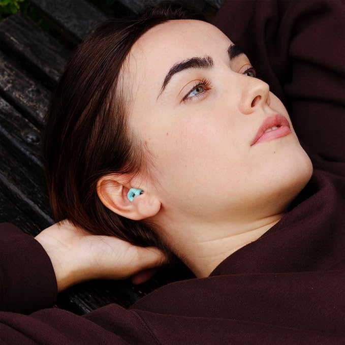 Focus Noise-reducing Earplugs - Reusable Silicone Earplugs for Deep Focus, Work, Study, Comfy Sleep, Misophonia, Travel, Hearing Protection - Adjustable in XS/S/M/L, SNR 23, NRR 17, Cyan