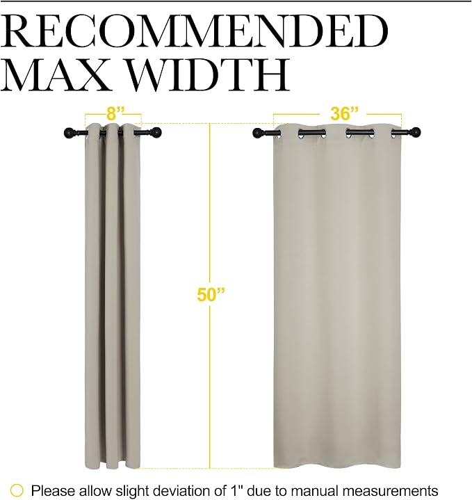 NICETOWN Kitchen Curtains for Decoration, Thermal Insulated Grommet Room Darkening Draperies/Panels for Laundry (Natural, 2 Panels, W42 x L50 inches)