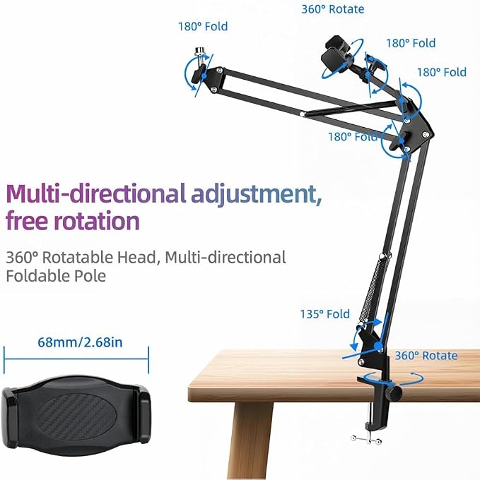 Quadcast Boom Arm - Heavy Duty Adjustable Gaming Microphone Mic Stand Compatible with Blue Yeti HyperX QuadCast SoloCast Fifine AM8 and Most Microphone by TIKmobre
