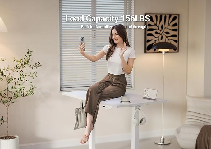 YDN Electric Standing Desk Adjustable Height, Stand up Desk with Cable Management, Home Office Desks with Splice Board & Frame, 48 x 24 Inches, Warm White