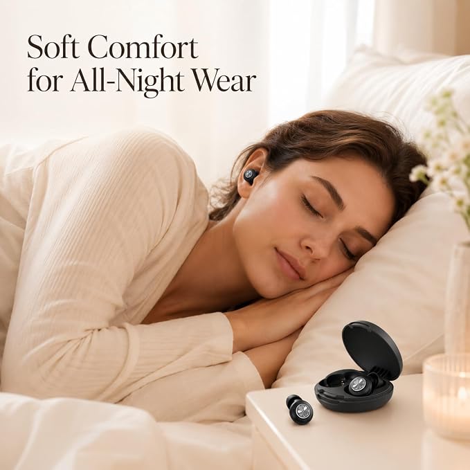 45dB Ear Plugs for Sleeping, Soft Silicone for Side Sleepers, 4 Sizes | Reusable soft silicone with XS/S/M/L sizes for side sleepers, concerts, flights and hotels; carrying case included.