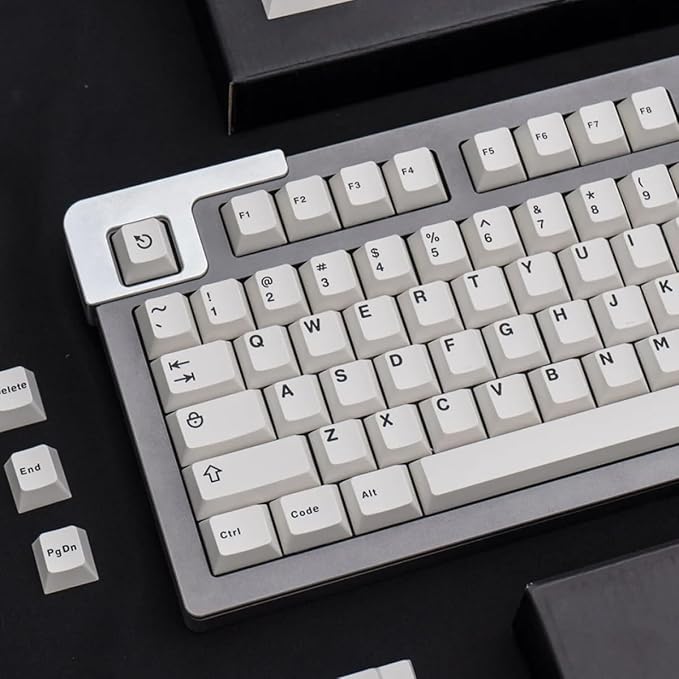 White Keycaps Set Cherry Profile Doubleshot Bow Keycaps 120 Keys Custom Keyboard Keycap for 60% 65% 70% 75% Cherry MX Gateron Kailh Switches Mechanical Keyboard