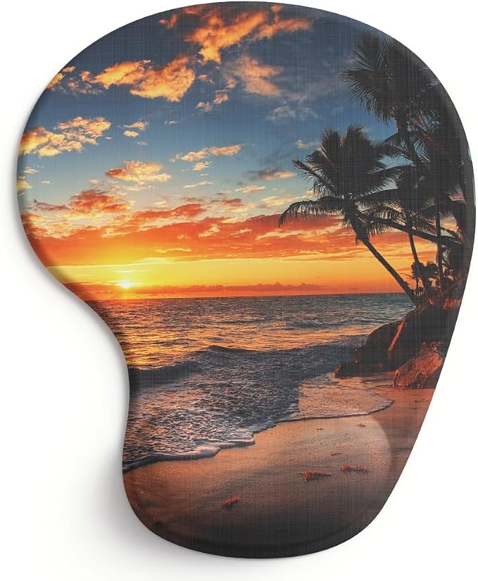 Office Mousepad with Gel Wrist Support - Ergonomic Gaming Desktop Mouse Pad Wrist Rest - Design Gamepad Mat Rubber Base for Laptop Computer -Silicone Non-Slip Special-Textured Surface (15SunsetP)