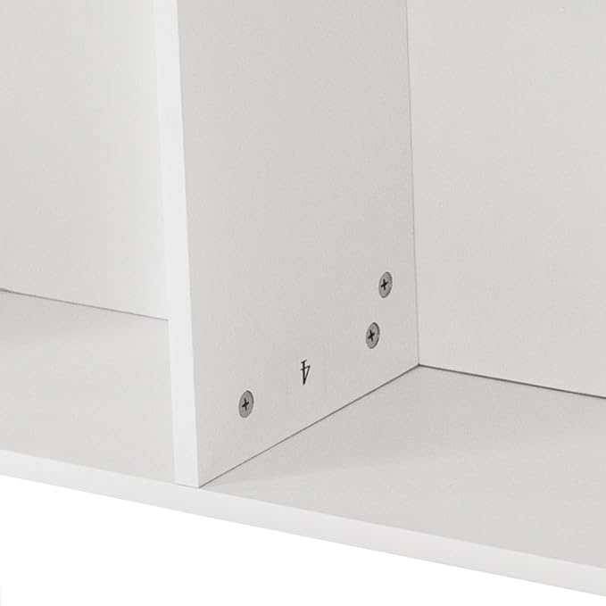 Two-Tier Desk Bookshelf Organizer Office Desk Bookshelf Holder with Four Storage Compartments White Color
