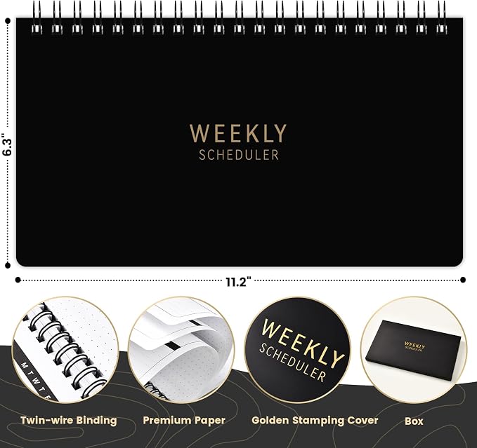 Weekly Planner 2026 - Spiral Bound, 11.2'' x 6.3'', Undated Daily Productive Weekly Planner, 55 Weeks