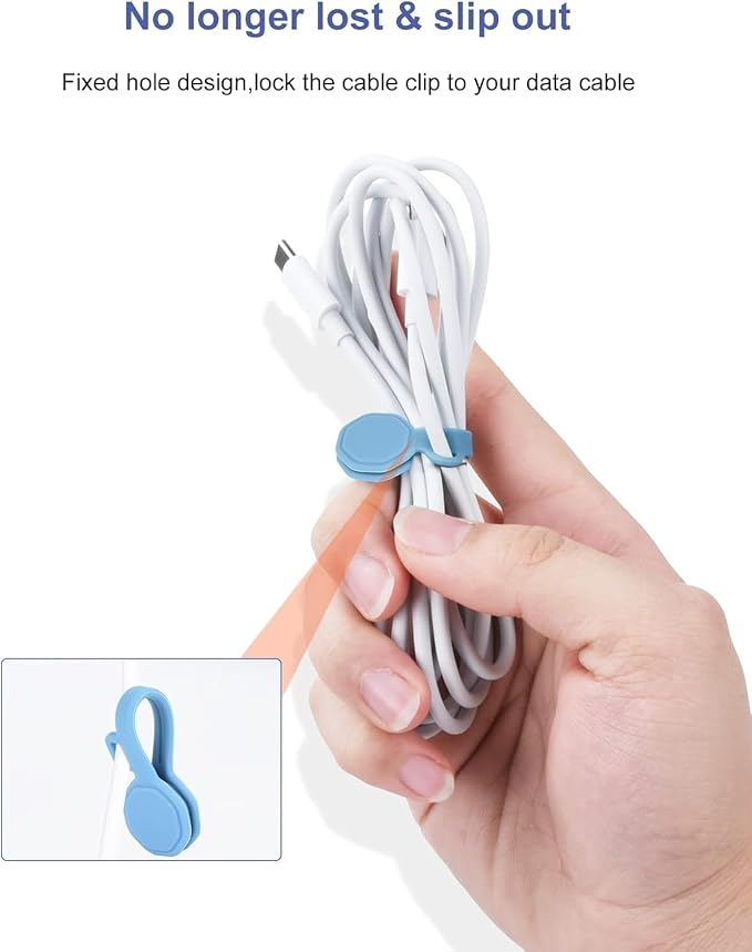 6 PCS Silicone Magnetic Cable Ties, Reusable cord Organizer clips | magnet cord holder for phone charging, compatible with USB/lightning cables, bookmarks, whiteboard magnets, fridge magnets
