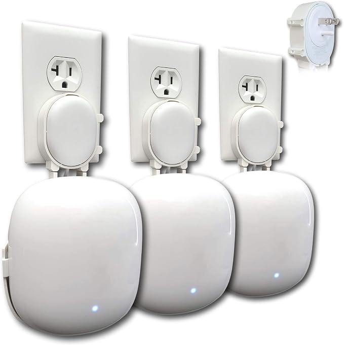 The Nest WiFi Pro Genie Wall Mount Outlet Holder Stand (3-Pack) | Lowest Profile | Open Access | No Messy Screws or Tape | Reinforced Support | Horizontal and Vertical Outlets