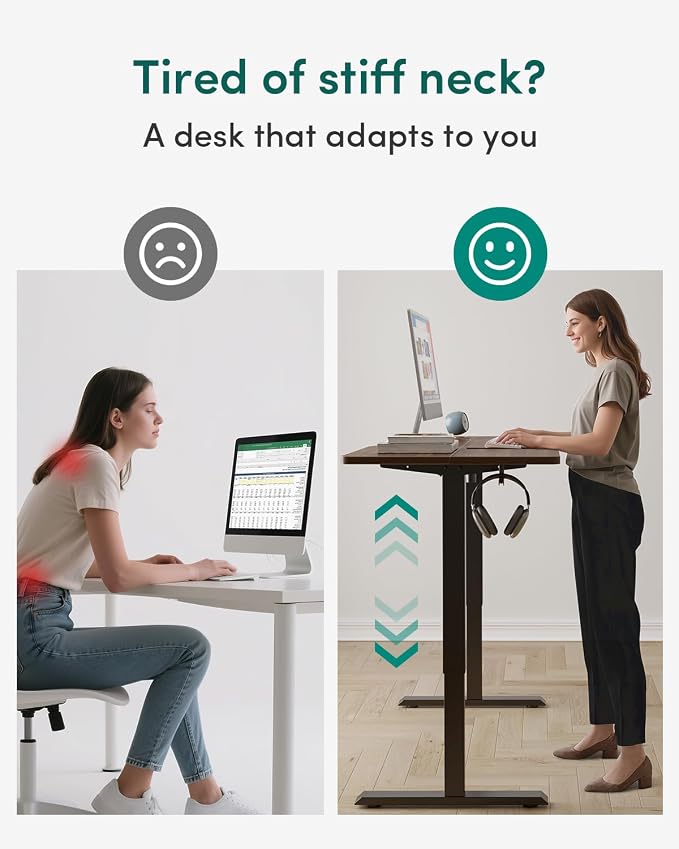CubiCubi 63 x 28 Large Standing Desk, Height Adjustable Electric Computer Desk, 28" Deep Desktop, Sit Stand up Home Office Workstations with 4 Preset Heights, Black Walnut