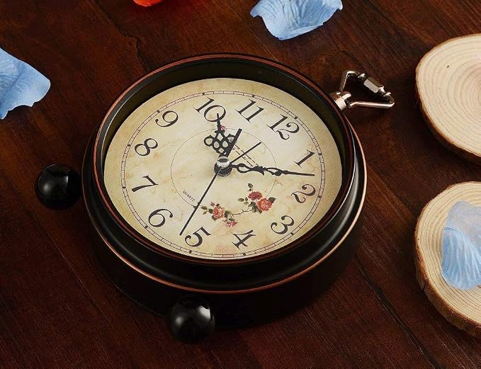 Vintage Analog Alarm Clock, Flower, 5.25 inch Small Silent | Desk Clock, Night Light, Battery Operated, For Table, Bedroom, Bedside, Living Room