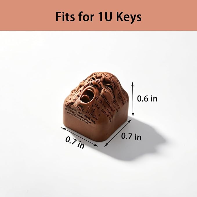 Artisan Skull Keycaps, Custom Cool Cover Caps for MX Mechanical Keyboard, Resin Handmade 1U Single Replacement for Esc Del Arrow Key (Brown)