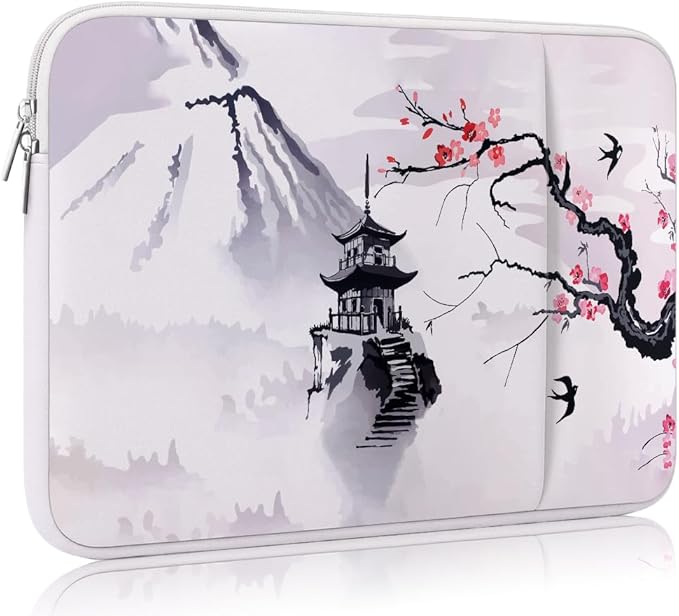 Laptop Sleeve Case for MacBook Neo/Air/Pro 13 inches A18/M5/M4/M3/M2/M1 Chip 2026-2020 A3404 A3449 with 2 Pockets Tablet Bag Accessories (Plum Blossom Pavilion)