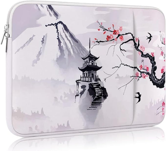 Laptop Sleeve Case for MacBook Neo/Air/Pro 13 inches A18/M5/M4/M3/M2/M1 Chip 2026-2020 A3404 A3449 with 2 Pockets Tablet Bag Accessories (Plum Blossom Pavilion)