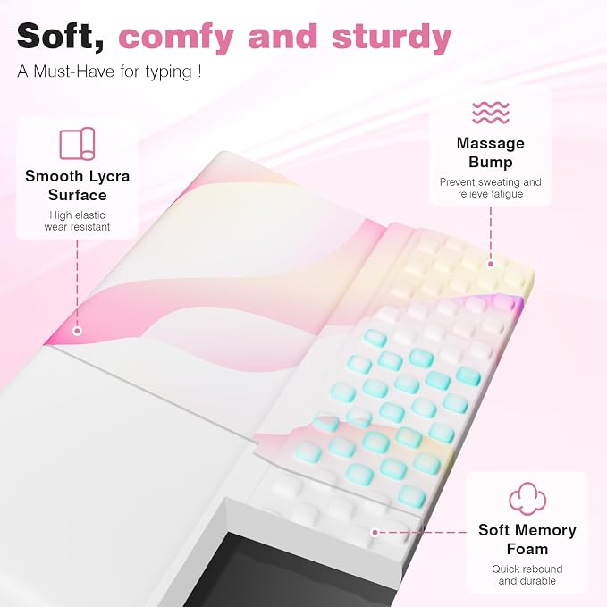 Ospelelf Keyboard Wrist Rest, Ergonomic Memory Foam Wrist Support for Typing & Gaming, Tilted Keyboard Pad, Aesthetic Desk Accessories for Office, Relief for Carpal Tunnel & Wrist Pain, Flowcolor