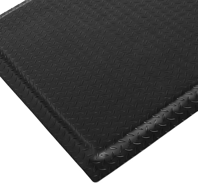 Nisorpa Anti Fatigue Mats Industrial 3' x 5' Ergonomic Standing Mat 15/16" Extra Thick Kitchen Mats Shop Floor Mat Heavy Duty Commercial Diamond Plate Safty Mat Support for Leg & Back Pain, Black