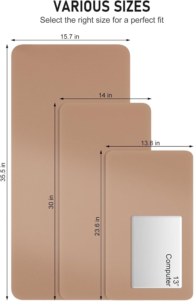 Desk Pad, 35.5" x 17" PU Leather Non-Slip Desk Mat Large Mouse Pad for Desktop, Waterproof Laptop Computer Writing Mat for Office, Home, Work, Gaming, Champagne Gold
