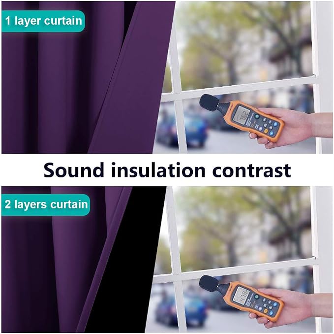 NICETOWN Full Shading Curtains 90 inches Long 2 Panels Set for Windows, Royal Purple, 52 inches W, Super Heavy-Duty Black Lined Blackout Curtains for Bedroom, Privacy Assured Window Treatment