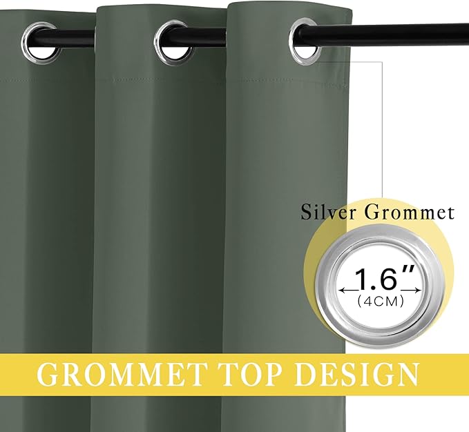 NICETOWN Blackout Curtain Drape for Bedroom - Grommet Noise Reducing Thermal Insulated Room Darkening Window Treatment for Living Room (1 Panel, Dark Mallard, W66 x L66 Inch)
