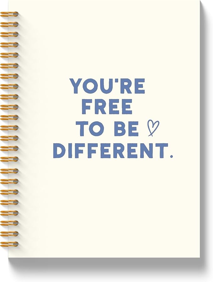 JLLBF Motivational Spiral Notebook, Positive Affirmation Gifts Notebooks for Work, Encouragement Gifts for Women Men, You're Free to Be Different Journal Notebook, 5.5x8.3 Inch
