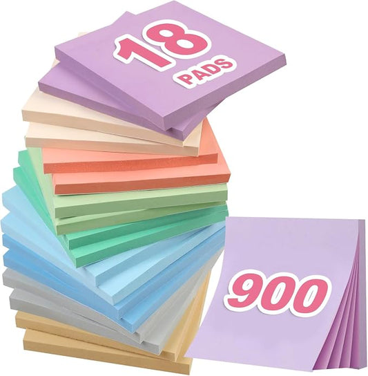 Joyberg 18 Pads Sticky Notes, 3x3” Aesthetic Sticky Notes, 9 Colors of Neutral Notes for Office, School, Home Desks, and More, 50 Sheets/Pad