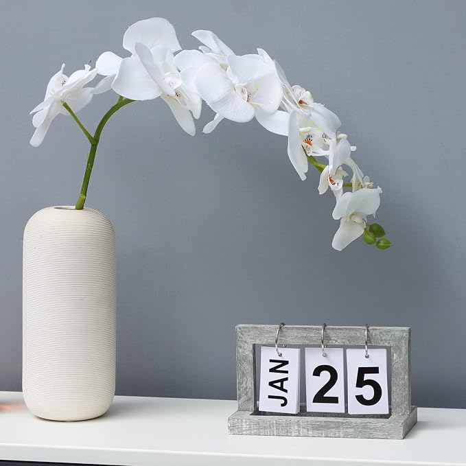 Perpetual Flip Desk Calendar-Small Cute Office Desktop Calendar with Memorial Day Trackingr(Washed Gray)